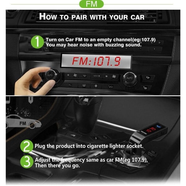 Bluetooth bil FM-transmitter modulator MP3 USB sølv Sølv én størrelse