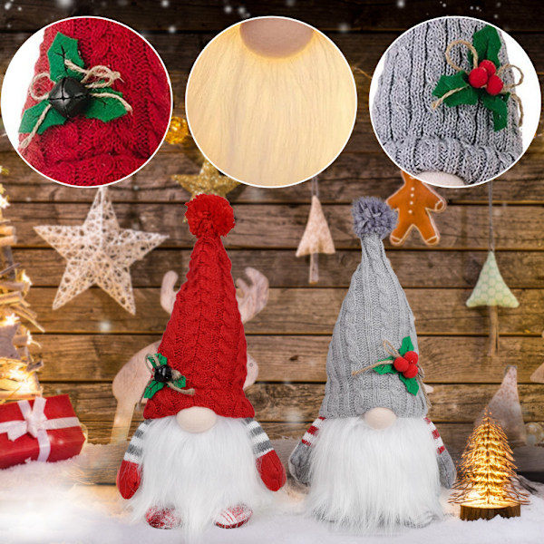 Juldekorationer 2024 LED Tomte Sekvenser Ansiktslöst Dock Nattlampa För Hem Semester Juldekorationer Present Navidad Nyår Röd