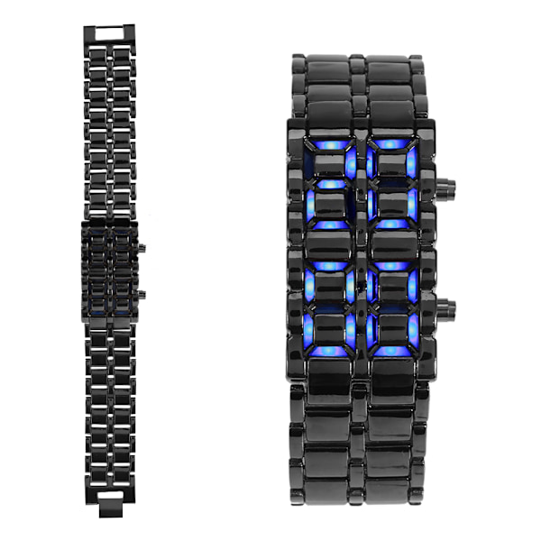 Trendigt armband i stål för par med LED-belysning och elektroniskt armbandsur (#1)