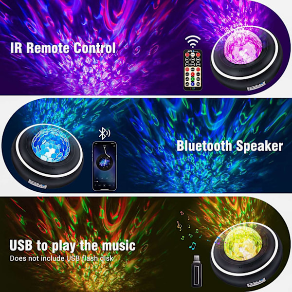Stjerneprojektor LED Batteri - Galaxy Stjerneprojektor - 2,5 timer Sort