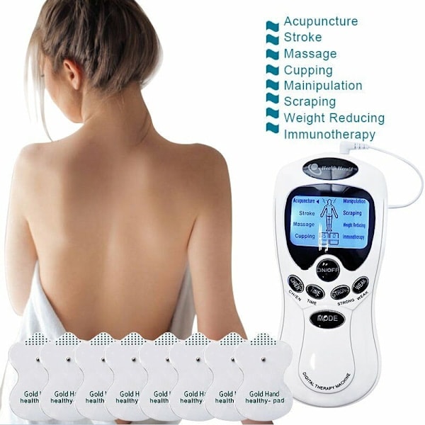 REMAKE TENS-maskin, EMS, 8-i-1 stimulering, smärtbehandling, elektroterapi massage DHL