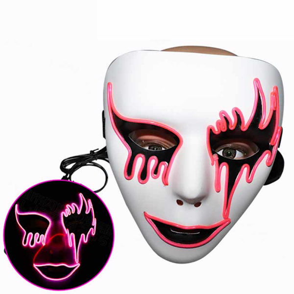 LED-mask Halloween Vit/Rosa