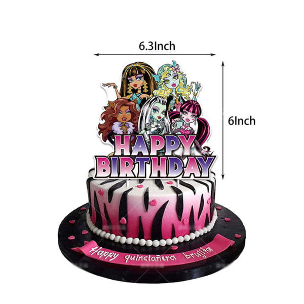 REMAKE Monster High Synttärijuhlatarvikkeet - Banneri, Ilmapallosetti ja Kakun Koristeet
