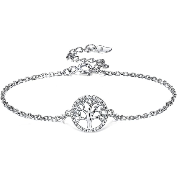 S925 Sølv Tre Livets Armbånd Hul Enkelt Kvinners Håndsmykke Justerbar