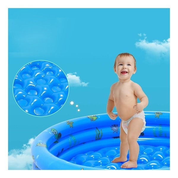 Foldbar Rundt Poolunderlag til Børn Familie Opblæsbar Pool Brusebad Bærbar Vandlegeplads Badekar Fiskeri (130×40cm) 130*40cm