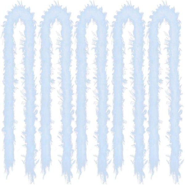 Hvid fjerboa til juletræ 5 stk x 2m - Fluffy guirlande Grosgrain boa bånd til juletræsfest dekorationer