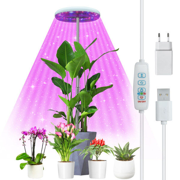 Justerbar plantelampe med 72 LED-lys - 360° rekkevidde, timer og flere moduser for innendørs planter - Vokse!