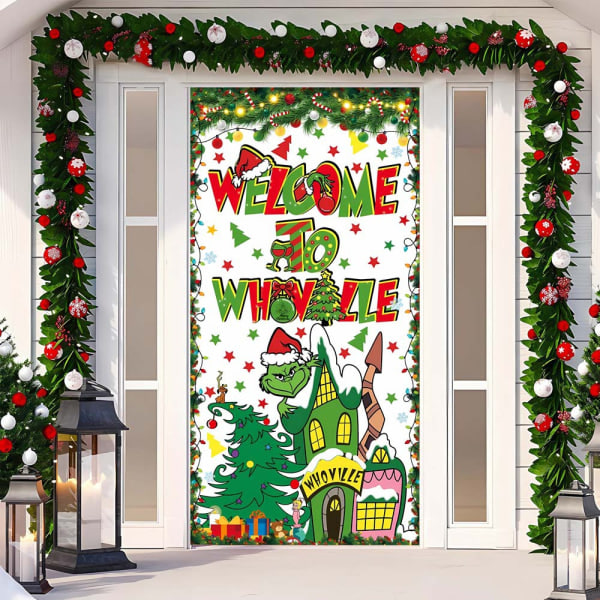 Juldörrram God Jul Grinchmas Font Veranda Skylt Vinter Nyår Jul Jul Hemfest Dekorationer och Tillbehör