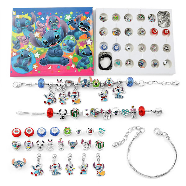 REMAKE 2024 Stitch Adventkalender för Flickor och Barn DIY Smycken Charm Armband DIY Kit 24 Dagar Julnedräkning Adventkalender