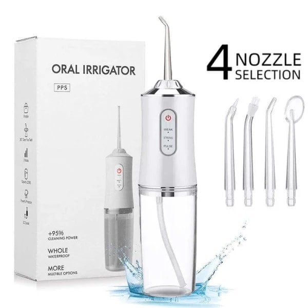 Spotlight Waterpik Professionell Munvattenstråle - Bärbar Tandtråd Rengörare för Hälsosammare och Vitare Tänder - Vit