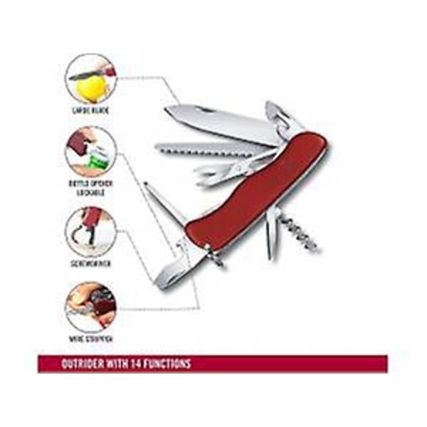 Ysdsy Outrider Sveitsiläinen Taskuveitsi, Monitoimityökalu, 14 Toimintoa, Terä, Sakset, Korkkiruuvi, Punainen