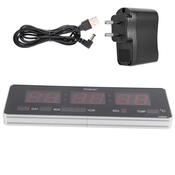Digital LED Kalenderklokke Temperatur Veggklokke EU-kontakt 110-240V (Kalender Temperatur Uke)
