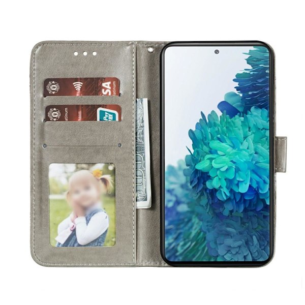 Samsung Galaxy S20 FE - Mandala Læder Cover - Grå Grå