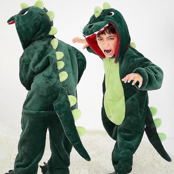 Barn Dinosaur Onesie Fancy Dress Flanell Djur En-Del Pyjamas Cartoon XS 3-4 År