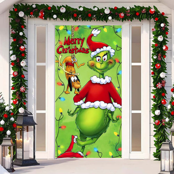 Juldörrram God Jul Grinchmas Font Veranda Skylt Vinter Nyår Jul Jul Hemfest Dekorationer och Tillbehör