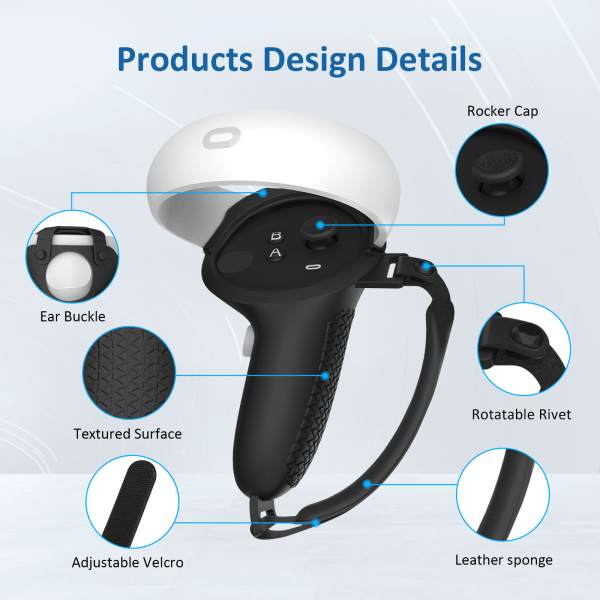 Dæksel til VR Oculus Quest 2 controller 1 par Sort