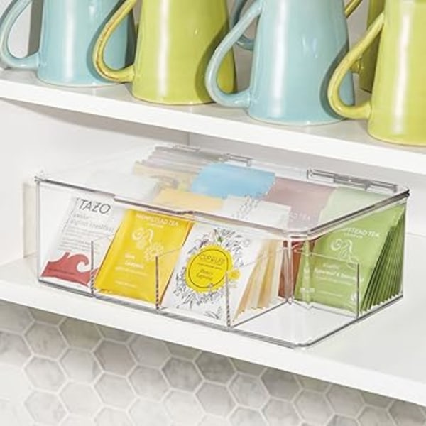 REMAKE Transparent teboks med 8 rum - opbevaringsboks med plastik