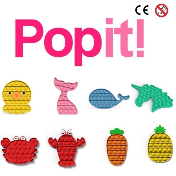 8-pack Popit Fidget Pop It - CE-godkänd 8 modeller