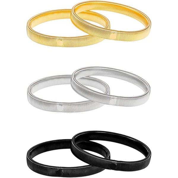 3 Par Skjorteærmebeskyttere, Elastiske Armbånd, Sølv