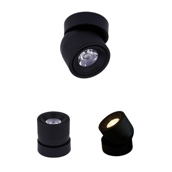REMAKE Dæmpbar LED Loft Spotlight Indendørs Kunstlys Billedelys Downlight Retningsbestemt Loftlampe 12W 960LM (Sort)