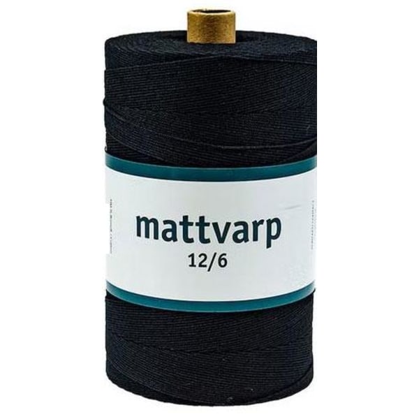 Carpet warp 12/6 Black - 500 gr / roll - 100% organic cotton carpet warp Black