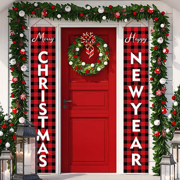 /#/Outdoor Christmas Decoration Banner - Red English Plaid, Christmas/#/