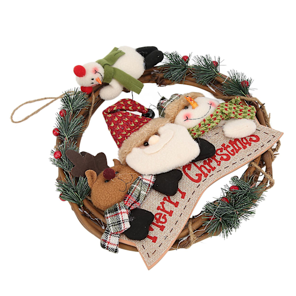Julkrans för utomhus - Juldekorationer Tomte Snögubbe Älg Vinranka Ring Hängande Liten Arbetsflätad Girlang Ornament
