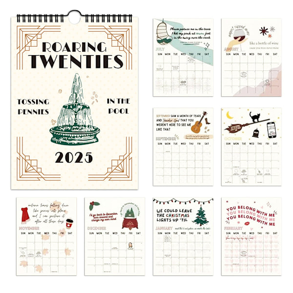 REMAKE 2025 Lyric Calendar Ts Roaring Twenties Taylor Swift Kalender Med Tekster Vegg Månedlig Planlegger Hengende Kalender Gaver