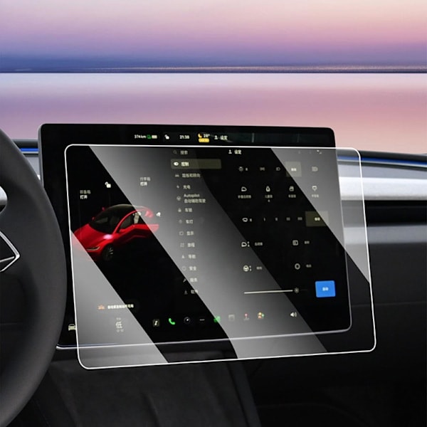 Härdat glas skärmskydd för Tesla Model 3/Y Dammsäker frostad version