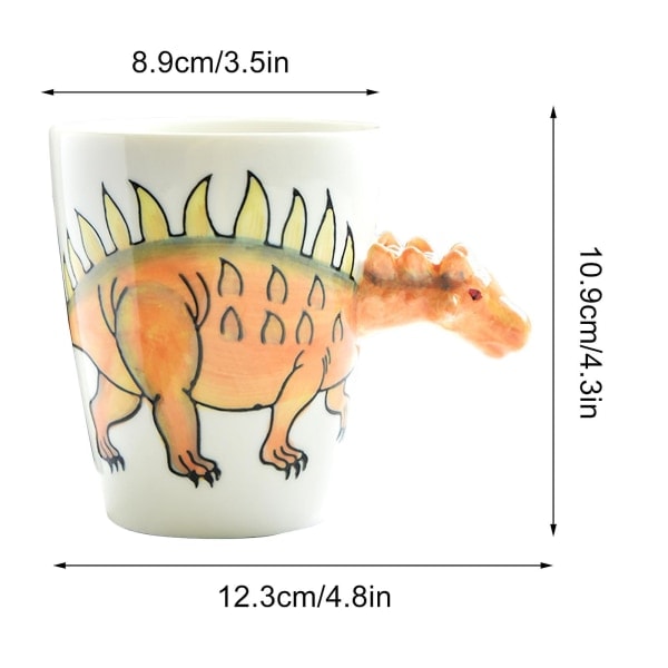 Dinosaur 3D -keramiikkamuki söpöllä kahvalla, hauska eläinmuki lahjaksi jouluun, kiitospäivään, äitienpäivään ja isänpäivään