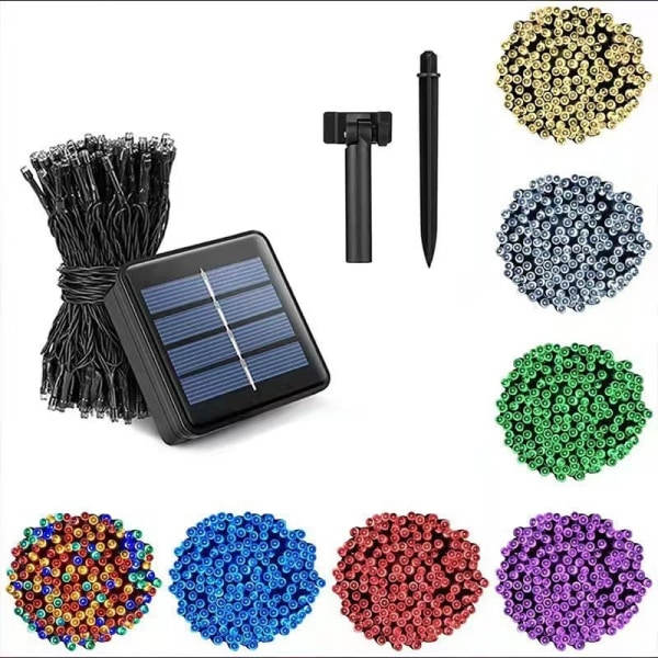 LED Solcellelys Snorlys Julegave Hjem Have Dekoration Udendørs Vandafvisende Snorlys 32 Meter 300 Lys Hvid Lyskilde