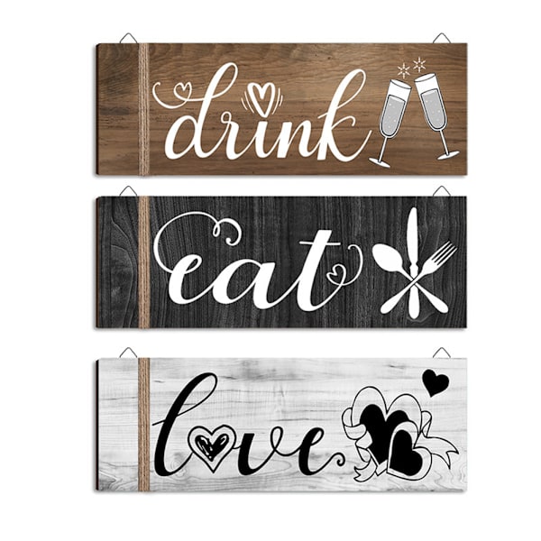 3Pcs Wall Decor Wooden Hanging Wall Sign Wooden Wall Art for Home Kitchen Dining Room Restaurant