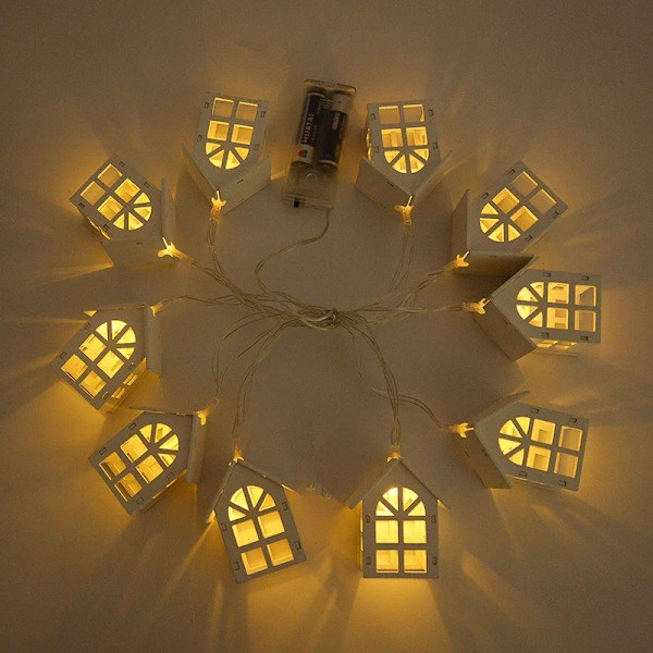 2M 10LED Träjulgran med LED-ljusslinga 2025 Nyårs Hemhängande Girlang Julgranspynt Dekoration Lampa Vit