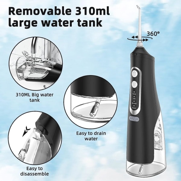 REMAKE Vannflosser for Tannrensing Oppladbar Munnskyll 4 Moduser 310ml Ipx7 Vanntett Kraftig Batteri Tanntannbørste for Hjem og Reise