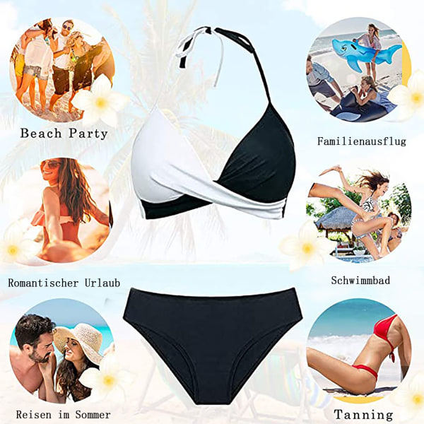 Push-up bikinin setti, jossa on halter-kaulakoru & seksikäs halter #1 A-musta 40-42