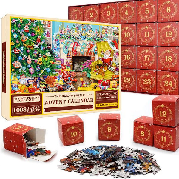 REMAKE Adventskalender med Pussel, Nedräkning till Advent, Adventskalender med Leksakspussel, Julklappar i Blindbox sd33