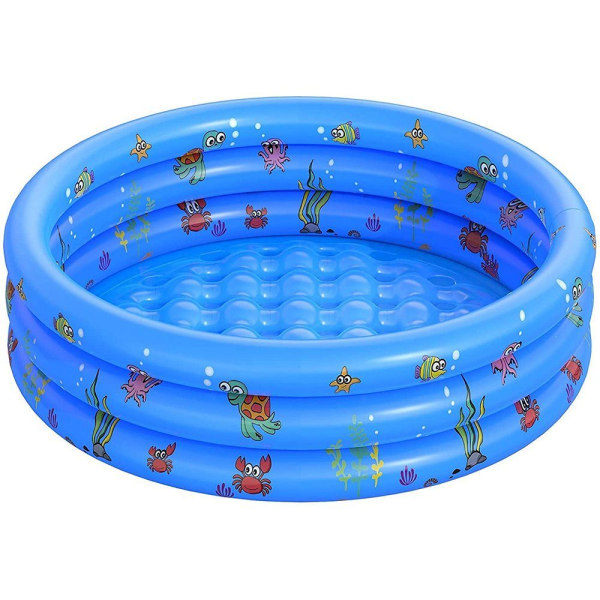 Hopfällbar Rund Poolmatta för Barn Familj Uppblåsbar Pool Dusch Bärbar Vattenlekplats Badkar Fiske (130×40cm) 130*40cm