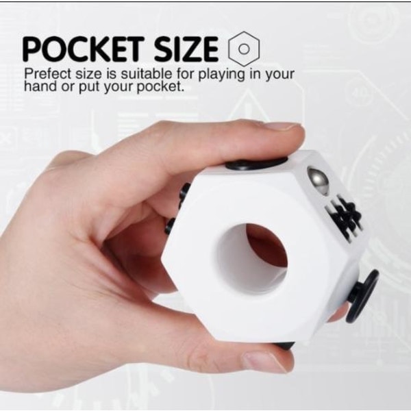 Fidget Ring Leksaker Pop it Cube Vit+ Svart