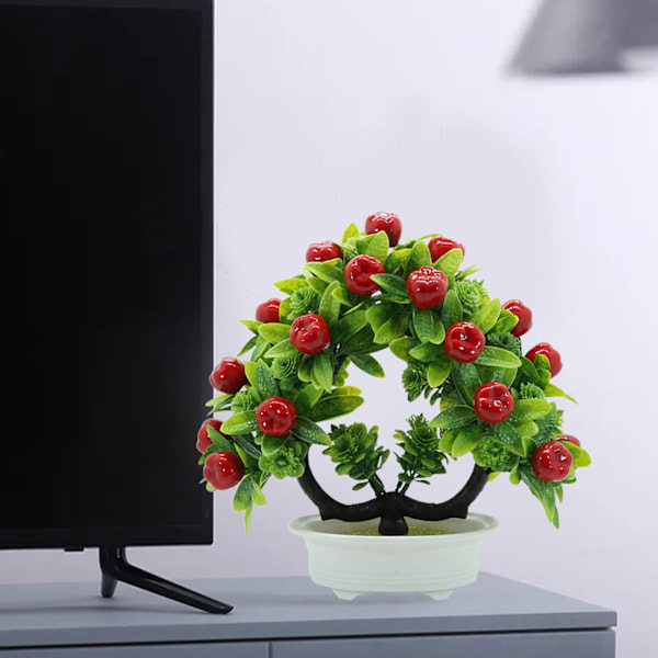 Simulering af frugt og blomster bonsai Ny stil Nyårsdekoration æblepotte hjem indendørs skrivebords pynt