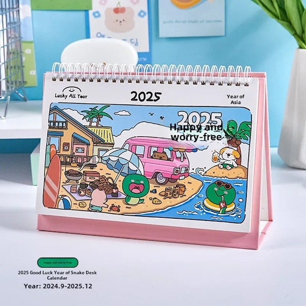 2025 Slangeår Ny Skrivebords Kalender Sød Tegneserie Stil Selvdisciplin Planlægger Student Kontor Dekorativ Kalender Hverdag Opad