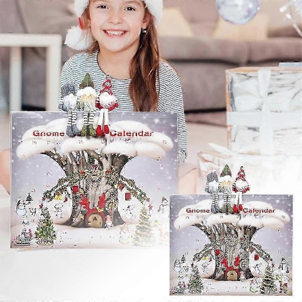 Julkalender med Tomte 2024, 24 Dagar Julkalender med Tomte Plyschleksaker, Juldekoration Tomte Present -JRSZ