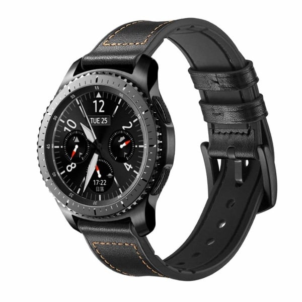 Armbånd Samsung Gear S3 Classic, Frontier, Galaxy Watch 22 mm Læder Sort