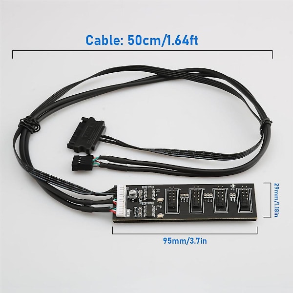 9-pin USB header splitter med SATA strømkabel, intern USB hub udvidelse USB 2.0 splitter connector