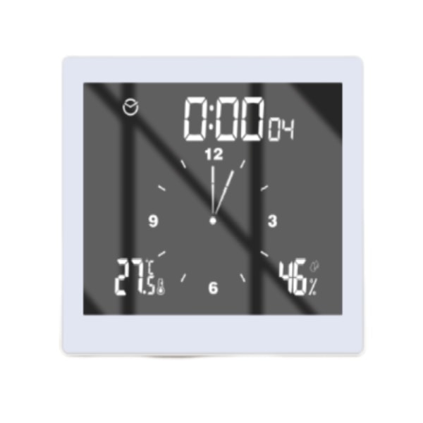 Multifunctional digital wall clock for bathroom White