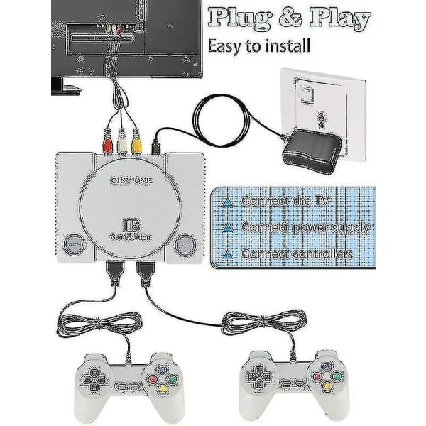 Spilkonsol med indbyggede 600 spil - Klassisk videospilkonsol, Plug & Play