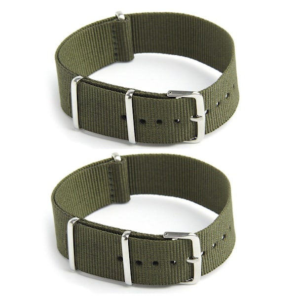 2x Klockarmband Militär Nylon Canvas Diver G10 Herr Färg: Grön Bredd: 18mm