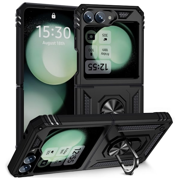 SHELL Samsung Z Flip6 Armor Hybrid Metal Ring Shell - Sort Sort