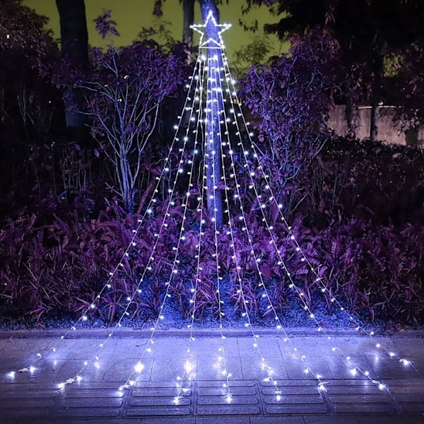Julepynt Stjernelys Utendørs, 320 LED 16.4Ft Juletrelys [8 Moduser & Vanntette] for Halloween Jul Nyttår Ferie (Jern)