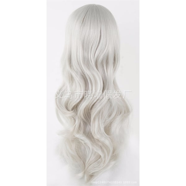 REMAKE Lång Lockigt Hårändar Kostym Cosplay Peruk 70CM Långt Vågig Hårset Peruk Cos Anime Peruk (Silvergrå)