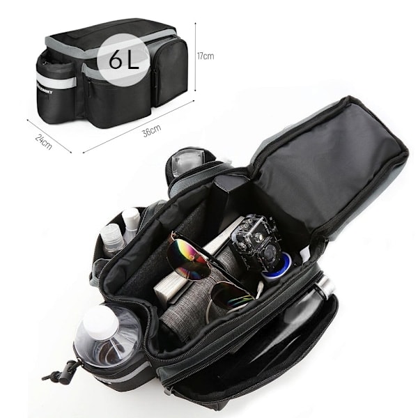 Wozinsky cykelstativtaske med skulderrem? 6l sort (WBB3BK)